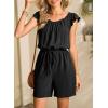 image:imageDokotoo Rompers for Women 2026 Summer Ruffle Sleeves Square Neck Drawstring Casual Jumpsuits with PocketsBlack