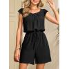 image:imageDokotoo Rompers for Women 2026 Summer Ruffle Sleeves Square Neck Drawstring Casual Jumpsuits with PocketsBlack