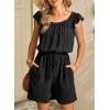image:imageDokotoo Rompers for Women 2026 Summer Ruffle Sleeves Square Neck Drawstring Casual Jumpsuits with PocketsBlack