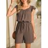 image:imageDokotoo Rompers for Women 2026 Summer Ruffle Sleeves Square Neck Drawstring Casual Jumpsuits with PocketsBrown