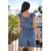 image:imageDokotoo Rompers for Women 2026 Summer Ruffle Sleeves Square Neck Drawstring Casual Jumpsuits with PocketsLight Blue