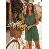 image:imageDokotoo Rompers for Women 2026 Summer Ruffle Sleeves Square Neck Drawstring Casual Jumpsuits with PocketsMist Green