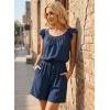 image:imageDokotoo Rompers for Women 2026 Summer Ruffle Sleeves Square Neck Drawstring Casual Jumpsuits with PocketsNavy