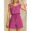 image:imageDokotoo Rompers for Women 2026 Summer Ruffle Sleeves Square Neck Drawstring Casual Jumpsuits with PocketsRose