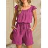 image:imageDokotoo Rompers for Women 2026 Summer Ruffle Sleeves Square Neck Drawstring Casual Jumpsuits with PocketsRose