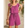 image:imageDokotoo Rompers for Women 2026 Summer Ruffle Sleeves Square Neck Drawstring Casual Jumpsuits with PocketsRose