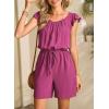 image:imageDokotoo Rompers for Women 2026 Summer Ruffle Sleeves Square Neck Drawstring Casual Jumpsuits with PocketsRose