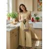 image:imageDokotoo Womens Casual Loose Overalls Jumpsuits One Piece Short Sleeve Wide Leg Smocked Waisted Long Pant RompersApricot