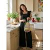 image:imageDokotoo Womens Casual Loose Overalls Jumpsuits One Piece Short Sleeve Wide Leg Smocked Waisted Long Pant RompersBlack