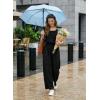image:imageDokotoo Womens Casual Loose Overalls Jumpsuits One Piece Short Sleeve Wide Leg Smocked Waisted Long Pant RompersBlack