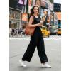 image:imageDokotoo Womens Casual Loose Overalls Jumpsuits One Piece Short Sleeve Wide Leg Smocked Waisted Long Pant RompersBlack