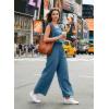 image:imageDokotoo Womens Casual Loose Overalls Jumpsuits One Piece Short Sleeve Wide Leg Smocked Waisted Long Pant RompersBlue