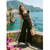 image:imageDokotoo Womens Casual Loose Overalls Jumpsuits One Piece Short Sleeve Wide Leg Smocked Waisted Long Pant RompersGreen