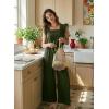 image:imageDokotoo Womens Casual Loose Overalls Jumpsuits One Piece Short Sleeve Wide Leg Smocked Waisted Long Pant RompersGreen