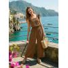 image:imageDokotoo Womens Casual Loose Overalls Jumpsuits One Piece Short Sleeve Wide Leg Smocked Waisted Long Pant RompersKhaki