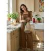 image:imageDokotoo Womens Casual Loose Overalls Jumpsuits One Piece Short Sleeve Wide Leg Smocked Waisted Long Pant RompersKhaki
