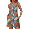 image:imageDokotoo Womens Casual Rompers Loose Overalls One Piece Sleeveless Printed Wide Leg Short Pant Jumpsuits With PocketsOrange 1