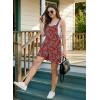 image:imageDokotoo Womens Casual Rompers Loose Overalls One Piece Sleeveless Printed Wide Leg Short Pant Jumpsuits With PocketsRed