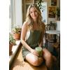 image:imageDokotoo Womens Casual Rompers Loose Overalls One Piece Sleeveless Wide Leg Short Pant Jumpsuits With PocketsFour Leaf Clover