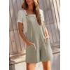 image:imageDokotoo Womens Casual Rompers Loose Overalls One Piece Sleeveless Wide Leg Short Pant Jumpsuits With PocketsParchment