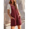image:imageDokotoo Womens Casual Rompers Loose Overalls One Piece Sleeveless Wide Leg Short Pant Jumpsuits With PocketsRed Dahlia