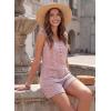 image:imageDokotoo Womens Casual Rompers Loose Waffle Knit Overalls One Piece Sleeveless Wide Leg Short Pant Jumpsuits With PocketsPink