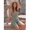 image:imageDokotoo Womens Casual Rompers Loose Waffle Knit Overalls One Piece Sleeveless Wide Leg Short Pant Jumpsuits With PocketsVineyard Green