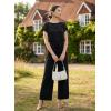 image:imageDokotoo Womens Dressy Casual Jumpsuits One Piece Outfits Drawstring Wide Leg Pants RompersBlack