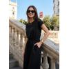 image:imageDokotoo Womens Dressy Casual Jumpsuits One Piece Outfits Drawstring Wide Leg Pants RompersBlack