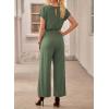 image:imageDokotoo Womens Dressy Casual Jumpsuits One Piece Outfits Drawstring Wide Leg Pants RompersMist Green