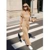 image:imageDokotoo Womens Dressy Casual Jumpsuits One Piece Outfits Drawstring Wide Leg Pants RompersOatmeal