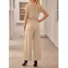 image:imageDokotoo Womens Dressy Casual Jumpsuits One Piece Outfits Drawstring Wide Leg Pants RompersOatmeal