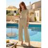 image:imageDokotoo Womens Dressy Casual One Piece Jumpsuits Short Sleeve Wide Leg Pants Rompers Vacation Summer OutfitsApricot