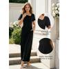 image:imageDokotoo Womens Dressy Casual One Piece Jumpsuits Short Sleeve Wide Leg Pants Rompers Vacation Summer OutfitsBlack