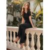 image:imageDokotoo Womens Dressy Casual One Piece Jumpsuits Short Sleeve Wide Leg Pants Rompers Vacation Summer OutfitsBlack