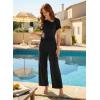 image:imageDokotoo Womens Dressy Casual One Piece Jumpsuits Short Sleeve Wide Leg Pants Rompers Vacation Summer OutfitsBlack
