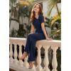 image:imageDokotoo Womens Dressy Casual One Piece Jumpsuits Short Sleeve Wide Leg Pants Rompers Vacation Summer OutfitsBlue