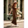 image:imageDokotoo Womens Dressy Casual One Piece Jumpsuits Short Sleeve Wide Leg Pants Rompers Vacation Summer OutfitsCoffee