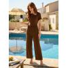 image:imageDokotoo Womens Dressy Casual One Piece Jumpsuits Short Sleeve Wide Leg Pants Rompers Vacation Summer OutfitsCoffee