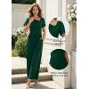 image:imageDokotoo Womens Dressy Casual One Piece Jumpsuits Short Sleeve Wide Leg Pants Rompers Vacation Summer OutfitsGreen