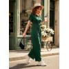 image:imageDokotoo Womens Dressy Casual One Piece Jumpsuits Short Sleeve Wide Leg Pants Rompers Vacation Summer OutfitsGreen