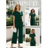 image:imageDokotoo Womens Dressy Casual One Piece Jumpsuits Short Sleeve Wide Leg Pants Rompers Vacation Summer OutfitsGreen