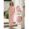 image:imageDokotoo Womens Dressy Casual One Piece Jumpsuits Short Sleeve Wide Leg Pants Rompers Vacation Summer OutfitsPink