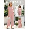 image:imageDokotoo Womens Dressy Casual One Piece Jumpsuits Short Sleeve Wide Leg Pants Rompers Vacation Summer OutfitsPink