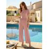 image:imageDokotoo Womens Dressy Casual One Piece Jumpsuits Short Sleeve Wide Leg Pants Rompers Vacation Summer OutfitsPink
