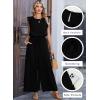 image:imageDokotoo Womens Jumpsuits Crewneck Lace Cap Sleeve Drawstring High Waist Wide Leg Casual Rompers with PocketsBlack