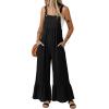 image:imageDokotoo Womens Lace Casual Overalls Summer Jumpsuit Loose Baggy Wide Leg Ruffle Pants Rompers with PocketsBlack