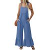 image:imageDokotoo Womens Lace Casual Overalls Summer Jumpsuit Loose Baggy Wide Leg Ruffle Pants Rompers with PocketsMyosotis