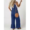 image:imageDokotoo Womens Lace Casual Overalls Summer Jumpsuit Loose Baggy Wide Leg Ruffle Pants Rompers with PocketsNavy Blue