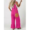 image:imageDokotoo Womens Lace Casual Overalls Summer Jumpsuit Loose Baggy Wide Leg Ruffle Pants Rompers with PocketsRose Red